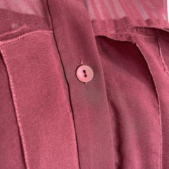 Theory Women's Burgundy Sheer Silk Sleeveless Blouse Size M Old Money Euro Chic - Picture 9 of 11